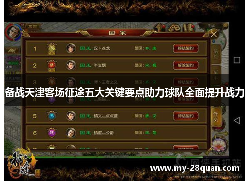 备战天津客场征途五大关键要点助力球队全面提升战力