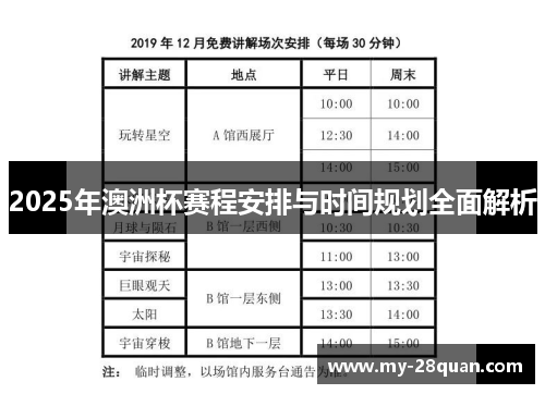 2025年澳洲杯赛程安排与时间规划全面解析