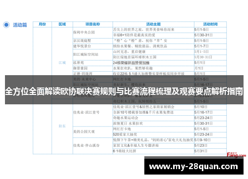 全方位全面解读欧协联决赛规则与比赛流程梳理及观赛要点解析指南